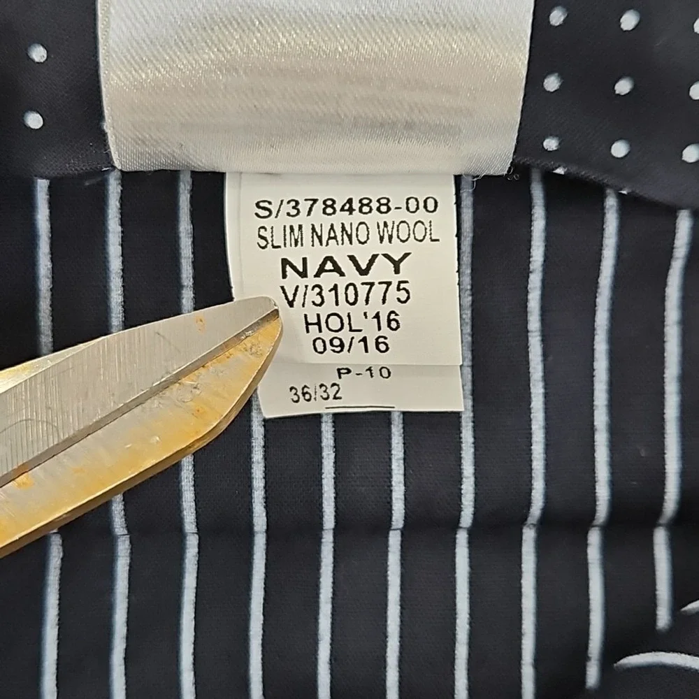 Banana Republic Dress‎ Pants Men's 36x32 Navy Blue Chalk Stripe Slim Fit Luxe